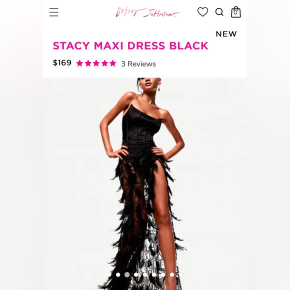 Betsey Johnson Feather beaded sheer strapless maxi dress nwot - Picture 5 of 9